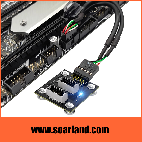 USB 9-Pin to 2 ports Type-E Adapter